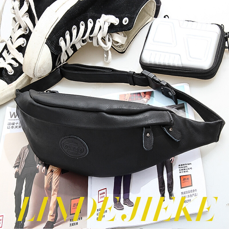 男士腰包戶外斜挎包胸前包黑質(zhì)胸包男運(yùn)動(dòng)包單肩包 黑色